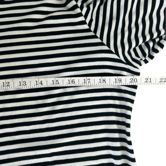 Kate Spade SZ M Black White Striped Ruffle 3/4 Sleeve Shirt Shift Tunic  Dress - Picture 5 of 10